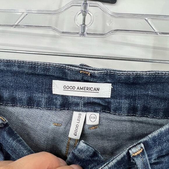 Good American Good Legs High Rise Jeans Raw Hem Leopard Print Pocket - Picture 3 of 8